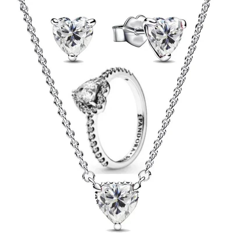 

2025 New Valentine's Day New Heart Pendant Necklace and Earring Set Gift Symbolize Profound Love Exquisite Couple Jewelry Set