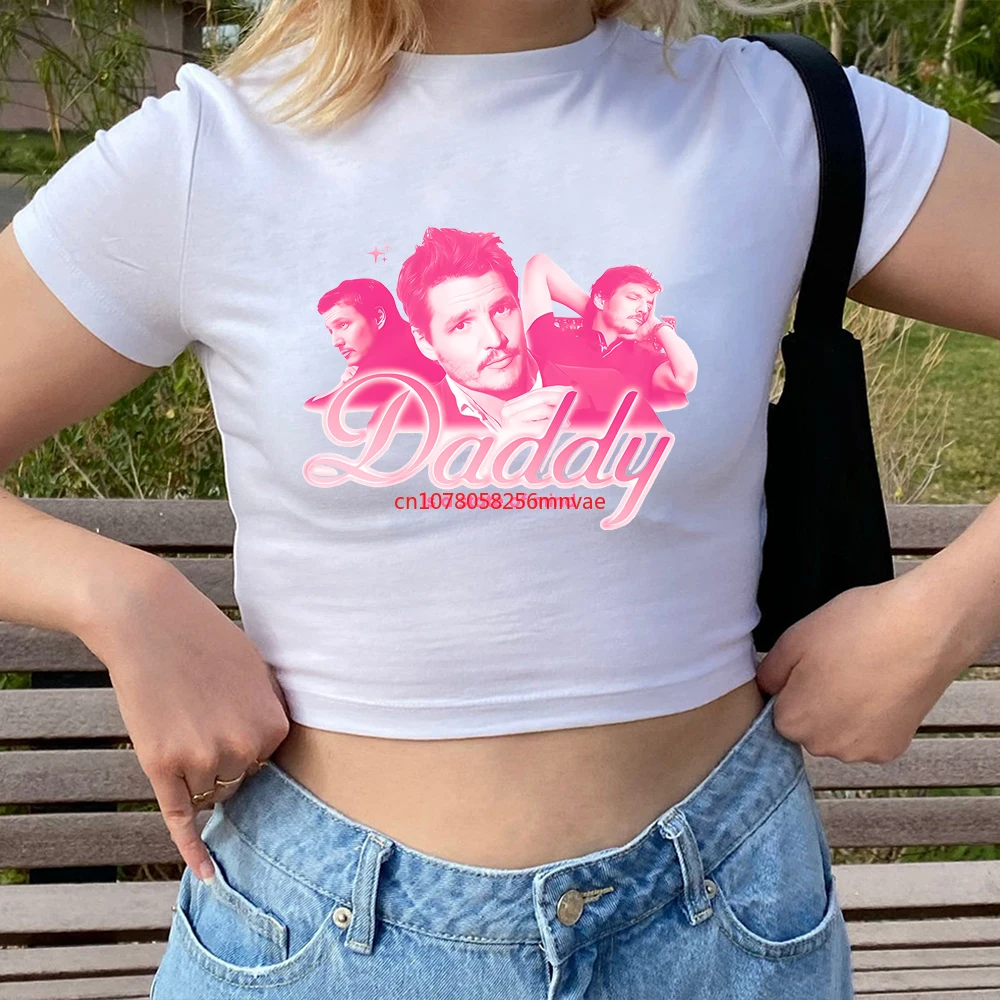 Daddy Is A State of Mind Baby Tee Pedro Pascal Shirt Last of Us Pedro Pascal Shirts Y2k Crop Top Trendy Women\'s Fitted Tee