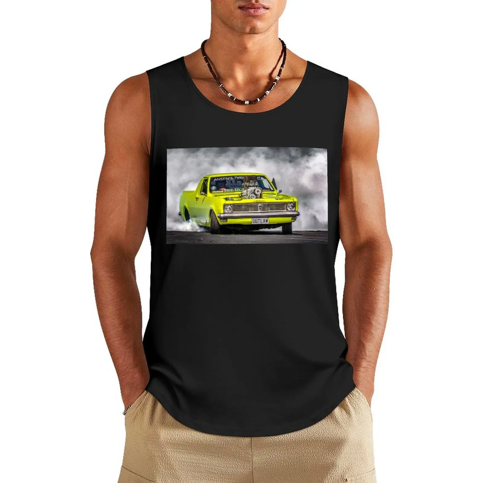 

OUTLAW Tread Cemetery Burnout Tank Top Gym T-shirts for men Japanese t-shirt Man summer clothes