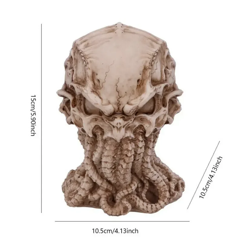 Cthulhu Skull Statue Resin Mythological Horror Decor Octopus Tentacle Eldritch Artifact for Lovecraft Fans & Gothic Home Display