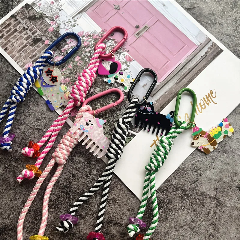 Sleutelhanger voor telefoon sieraden met schattige hanger Lanyard contrasterende kleuren sleutelhanger tas versieren sleutelkoord accessoires vrouw