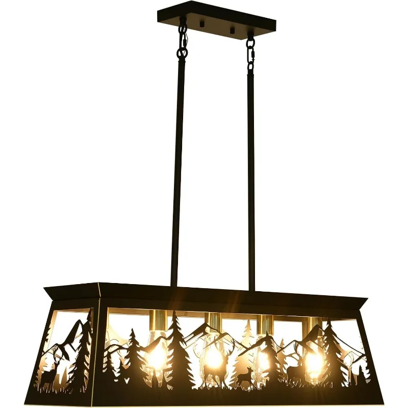 L32-Inch-luz de isla rústica para cocina, pasillo, comedor, sala de estar, dormitorio, 5 luces