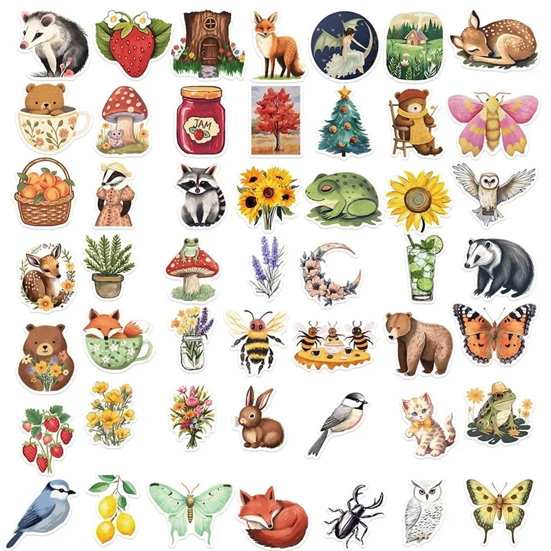 10/30/50PCS Cartoon Forest Color PVC Sticker Aesthetic Children\'s Decoration Scrapbooking Stationery School Supplies for Kids