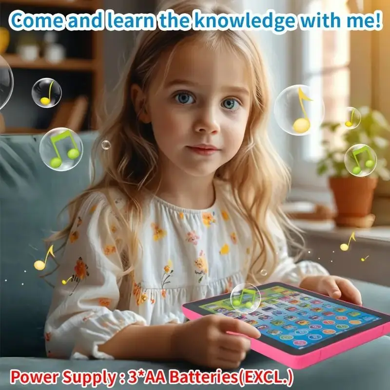 แท็บเล็ตการเรียนรู้ภาษาอังกฤษแบบโต้ตอบสําหรับเด็ก – อินเทอร์เฟซแอพสีสันสดใส ใช้แบตเตอรี่ AA อายุ 3 ปีขึ้นไป ของขวัญสําหรับคริสต์มาส/วันเกิด