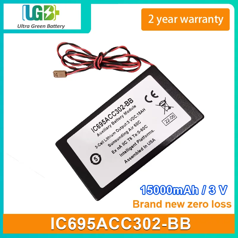 UGB New Battery For GE FANUC IC695ACC302-BB Battery Module 3V 15000mAh