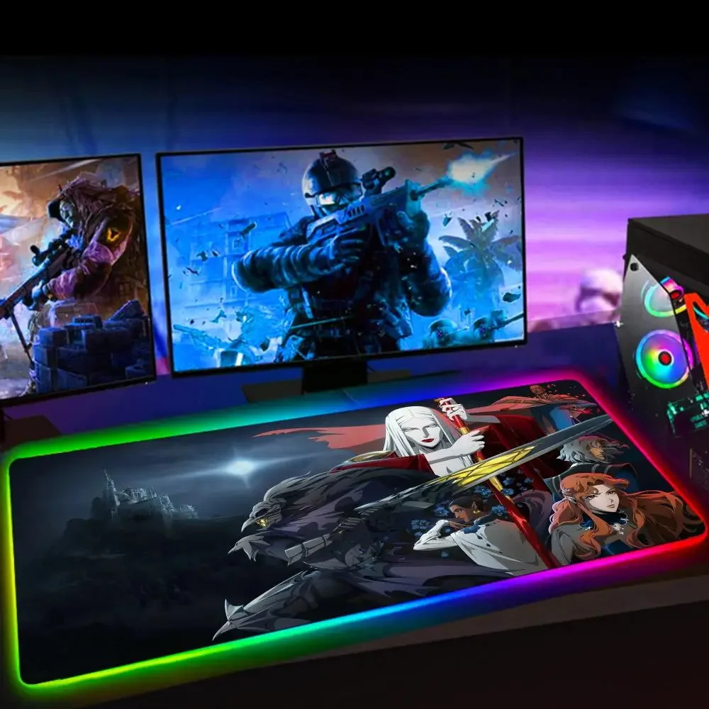 

Japanese Game Anime C-Castlevaniaes RGB Mice Pad Rubber Mouse Pad Esports Computer Luminescence Keyboard Pad Student Writing Pad