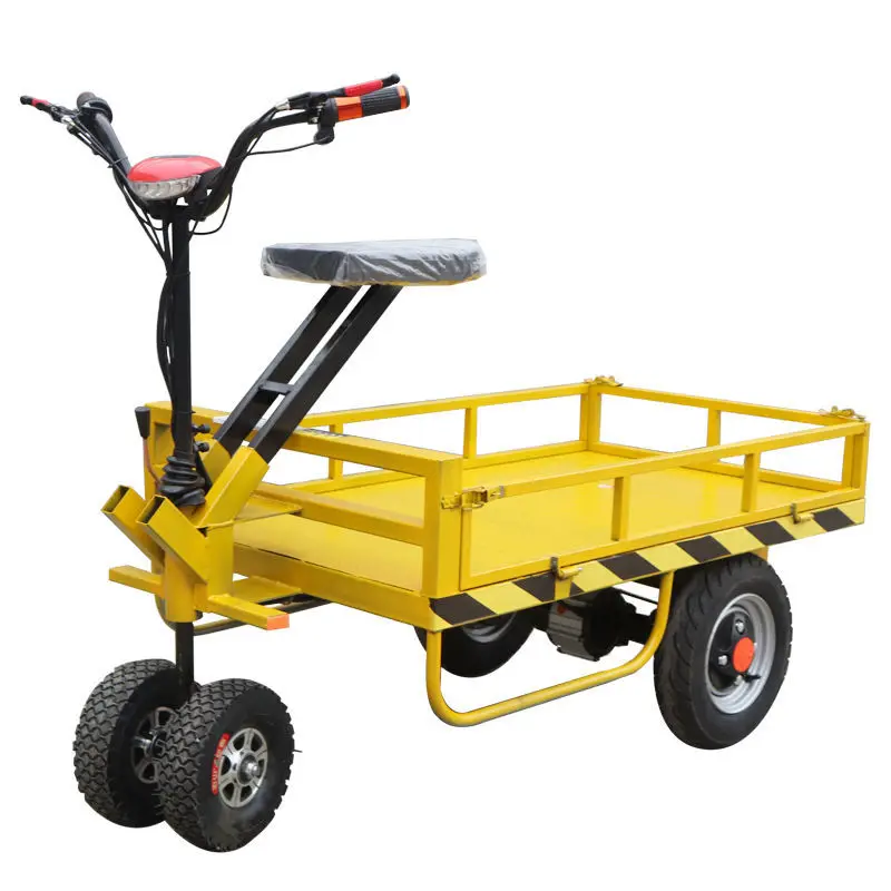 Yjq Electric Flat Truck Transport Vehicle Warehousing Logistics Four-Wheel Cart Donkey Riding Car