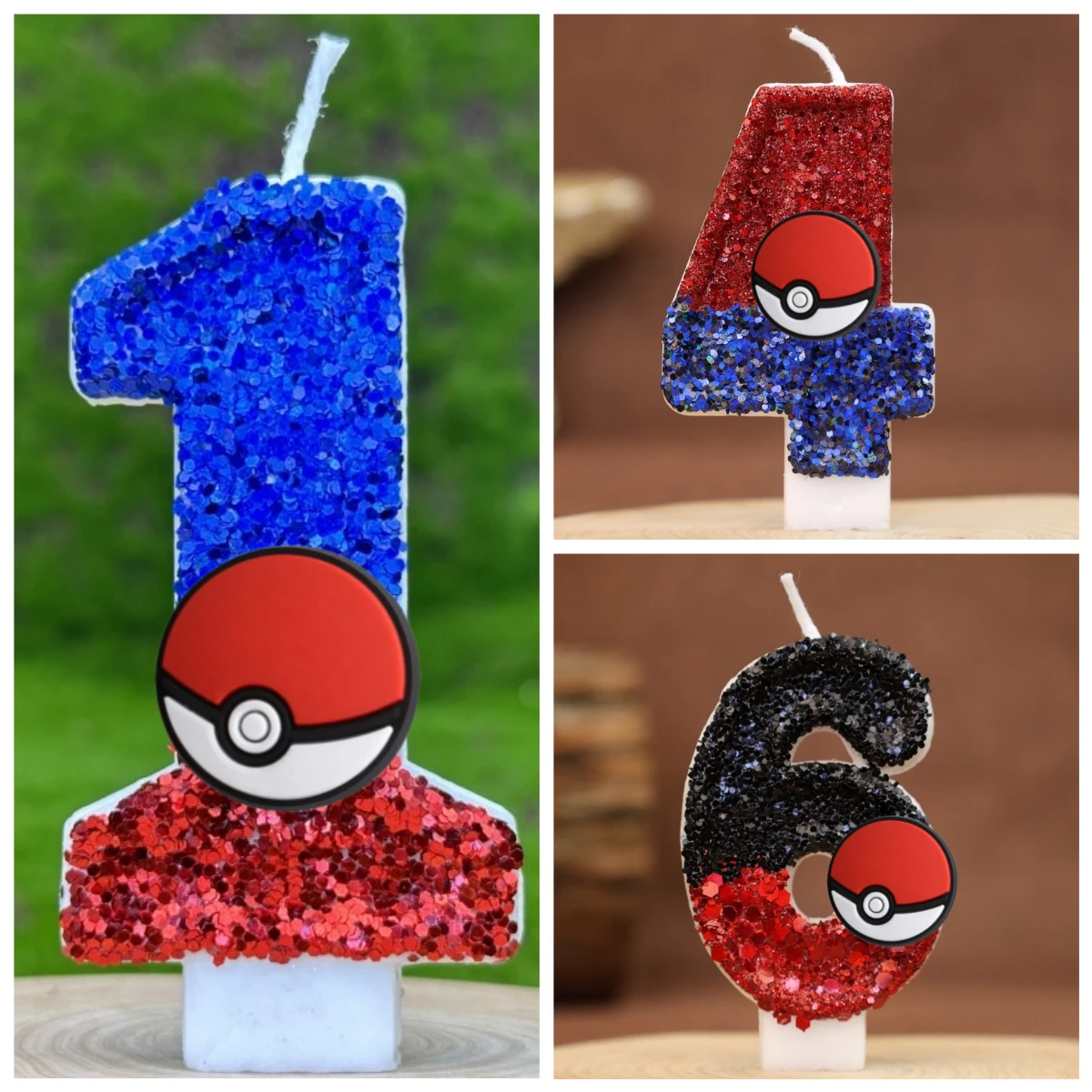 Bougie numérique monstre Pokemon, décoration de gâteau d'anniversaire pour enfants, fournitures de figurines de dessin animé, accessoires de fête, cadeaux de noël