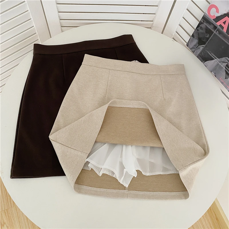 Skirts Women Pure A-line Sexy Prevalent Daily Minimalist Ulzzang Fall Basic Preppy Street Style BF Newest Above Knee Ins Clothes