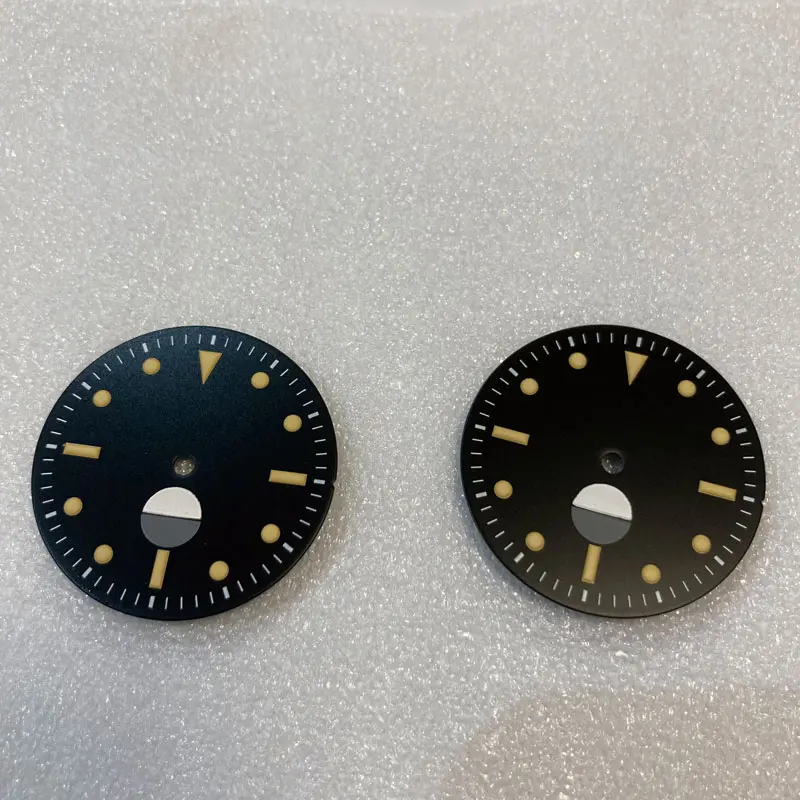 Watch Modify Parts 28.5mm Black Sterile 50-Fathoms Watch Dial Green Luminous Marks Suitable For NH35/36 Movement