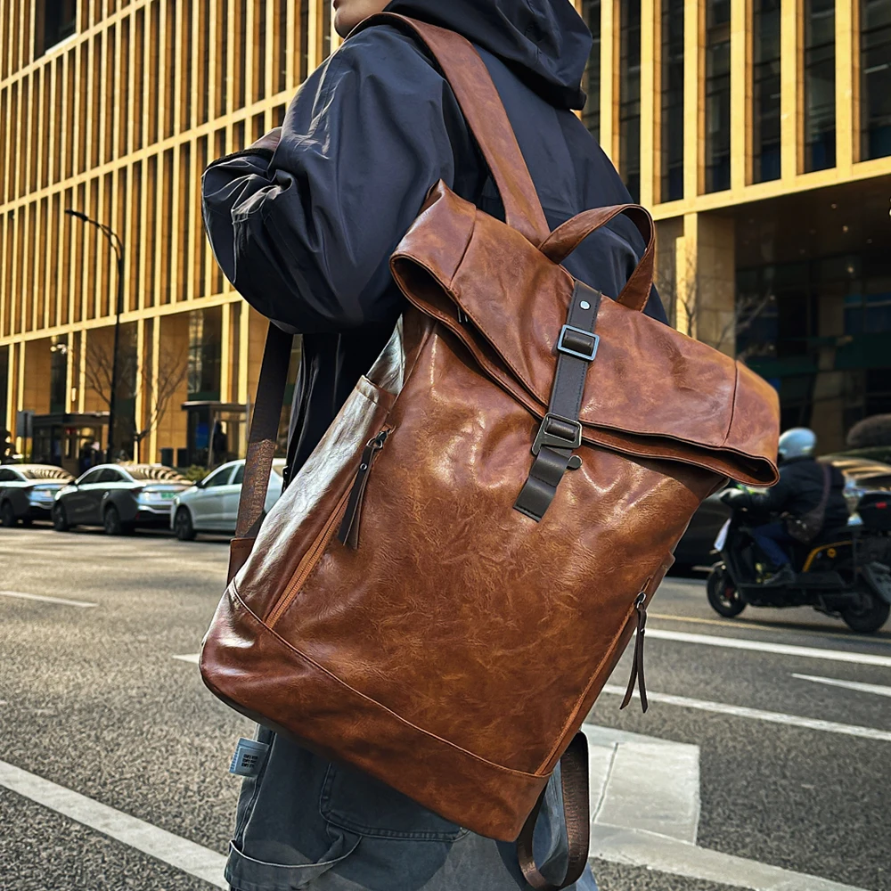 

Усовершенствованный мужской рюкзак в стиле ретро, модный и универсальный, модный брендовый повседневный рюкзак, компьютерный дорожный рюкзак