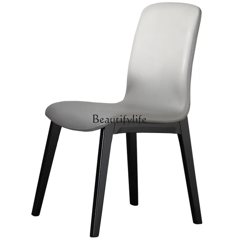 

Nordic ash wood solid wood dining chair modern black simple stool back chair