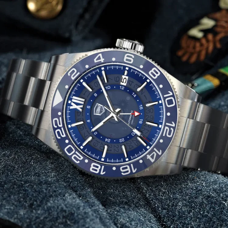 

Lobinni Мужские автоматические часы 40 мм Роскошные механические наручные часы GMT 10ATM Водонепроницаемые C3 Светящийся сапфировый керамический безель NH34