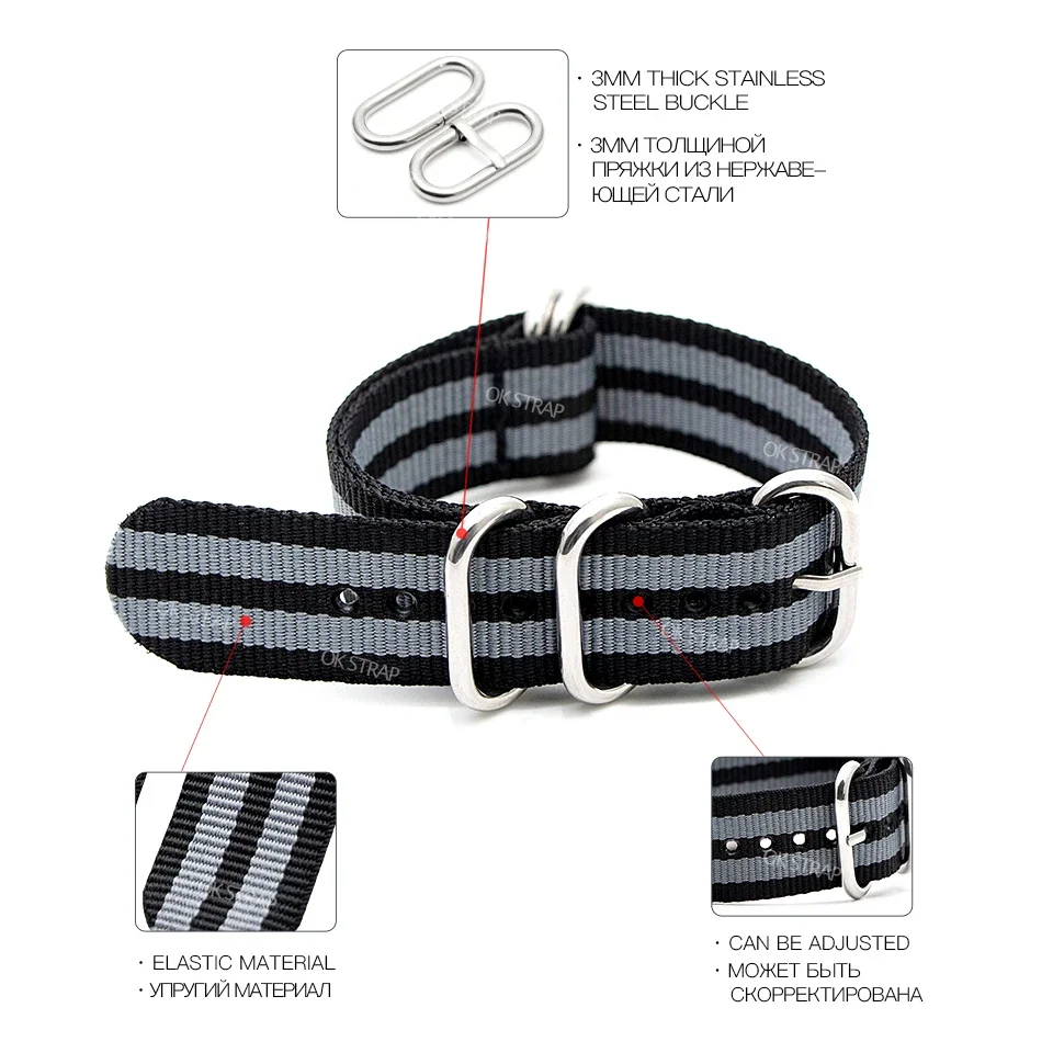 Durable Army Sports Nylon Fabric Straps Watch Accessories 18MM 20MM 22MM 24MM Watch Band 41 Colors Options