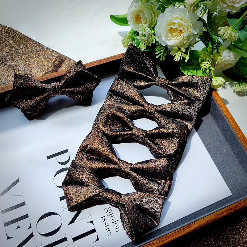 Wedding groom  groomsmen, brown bling, glitter, fashion, pot, stage, high-quality men's bow tie