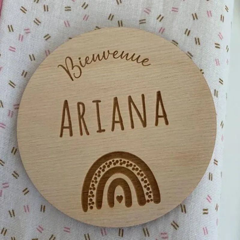 Personalized Engraved Wooden Baby Birth Card Welcome Baby Card Birth Souvenir Baby Birth Gift Keepsake Label Baby Name Plaque