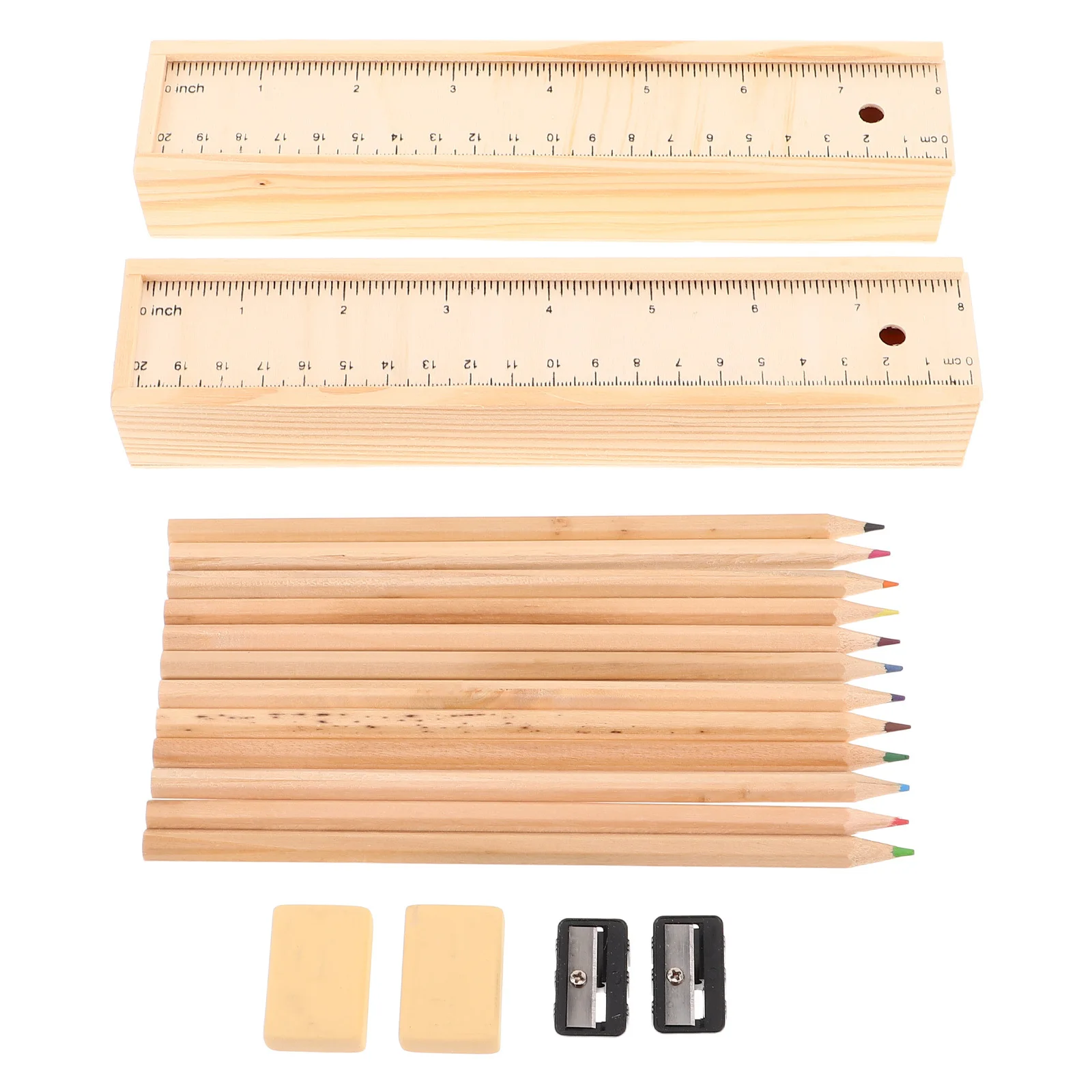 

Natural Wood Pencil Box 12 Color Pencil Set Portable Organizer for Adults School Art Projects Outdoor Sketching Drawing
