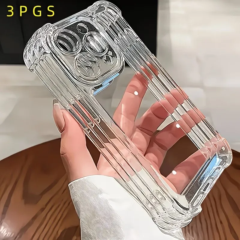 

3PCS Luxury Shockproof Acrylic Clear Case for iPhone 17 Cases iPhone 13 15 14 12 16 11 Pro XS Max X XR 7 8Plus Air Fundas Cover