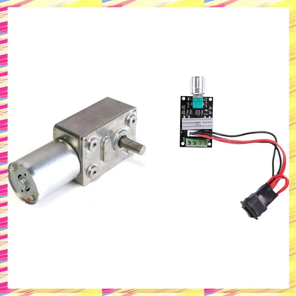 ABJJ 1 szt. Silnik ślimakowy turbo o wysokim momencie obrotowym i 1 szt. Regulator prędkości silnika DC PWM z przełącznikiem kierunku obrotu do przodu i do tyłu