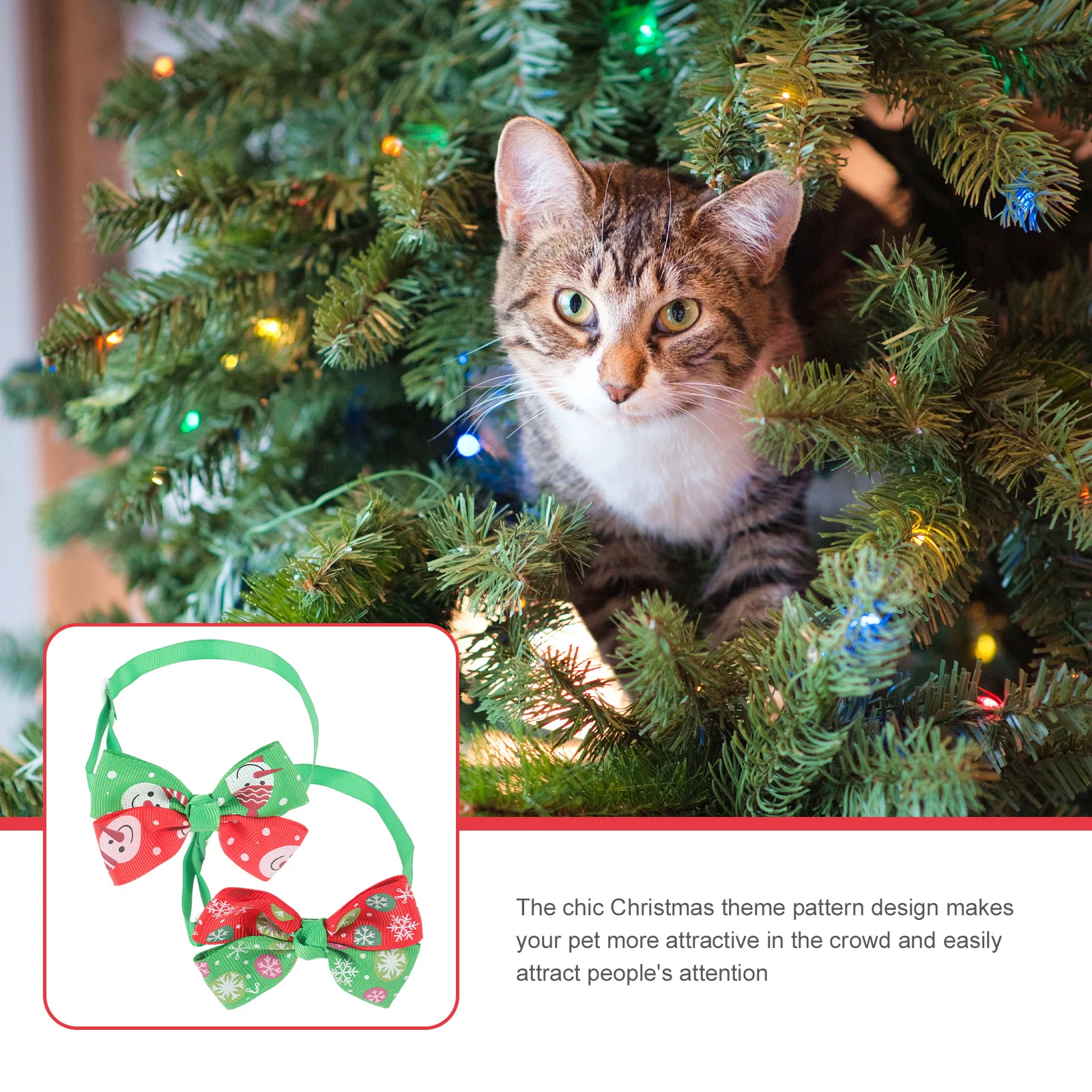 

8Pcs Pet Collars Christmas Party Cat Dog Adjustable Costume Accessories Christmas Cat Collar Pet Collar Unique Collars for Pets