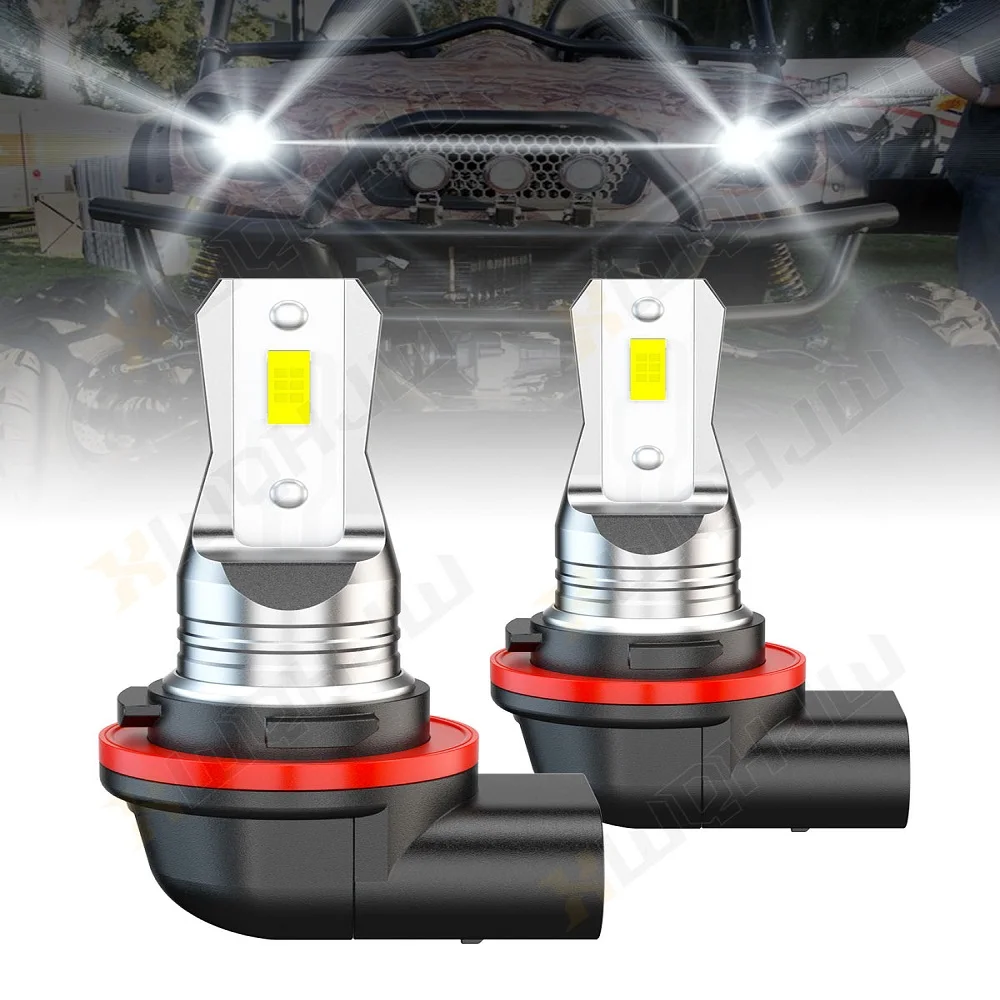 

XWQHJW 2PCS Car lights KJ00023-SYY Super Bright LED Headlights High Low Beam Fog Light Bulb White 6000K Minisize Car accsesories