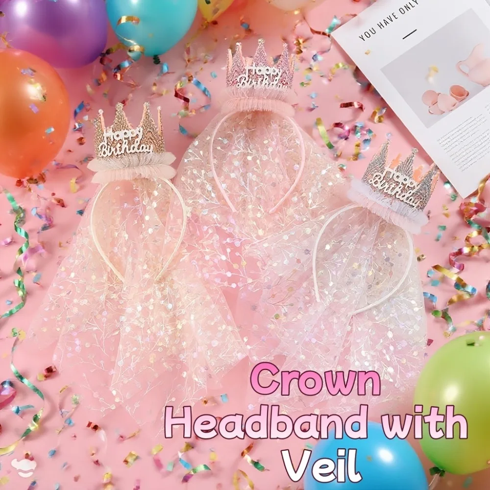 

1 шт. Корона принцессы с вуалью, блестящий аксессуар для волос в стиле психоделической истории, для вечеринок, свадеб, дней рождения, костюмов для ролевых игр