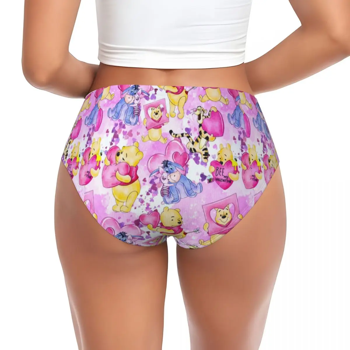 Bragas personalizadas con personajes de Winnie The Pooh para mujer, ropa interior femenina, calzoncillos transpirables