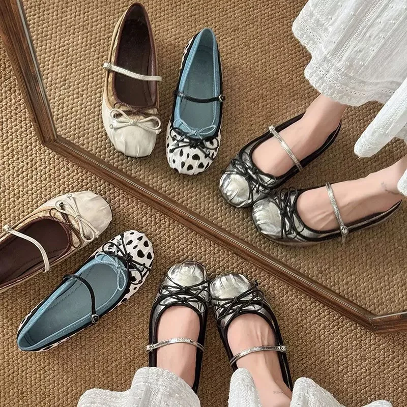

Women's Flats Fashion Bow-Knot Decoration Casual Flats Cute Butterfly Mary Janes Shoes Soft Comfortable Ballet Flats Women Shoes