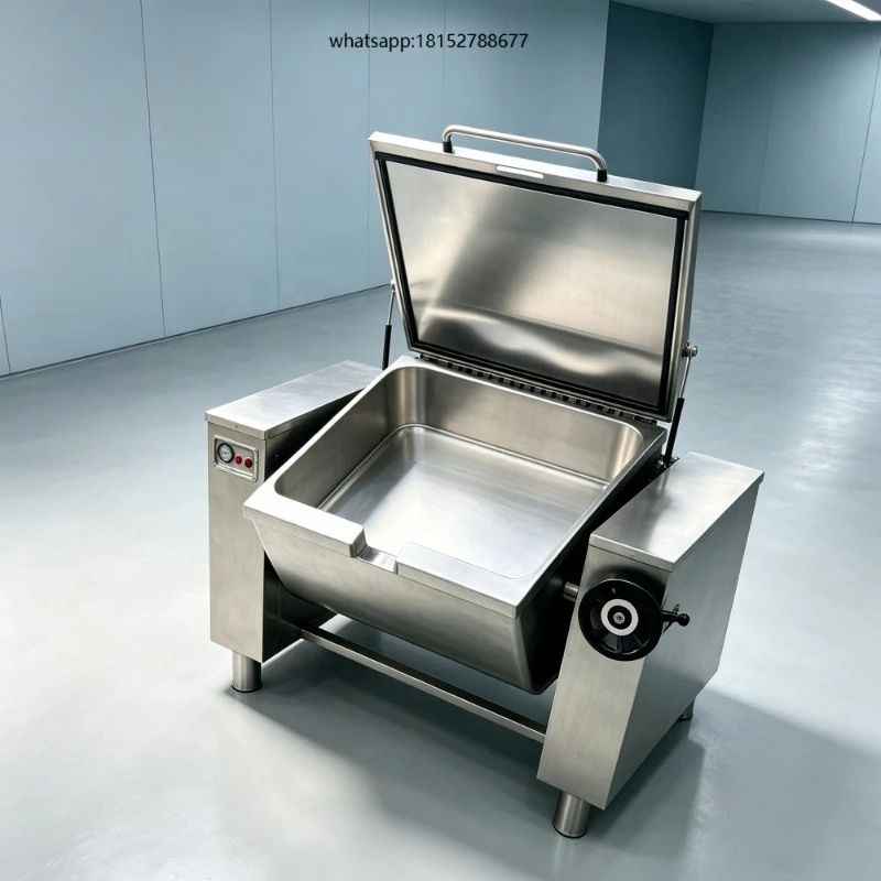 Commercial Tilting Cooking Pan 45° Flameout Protection Reset Heating Function Hotel Canteen Kitchen Equipment