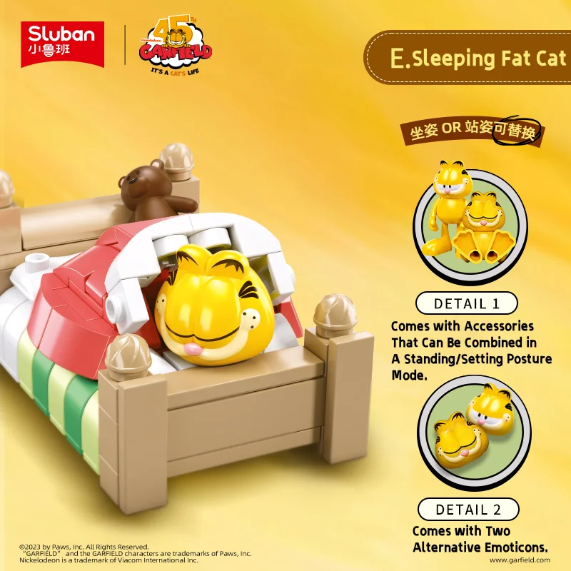 Sluban Building Block Toys Mini Handcrafts Anime Movies Series B1221E Sleeping Fat Cat Compatible With Leading Brands