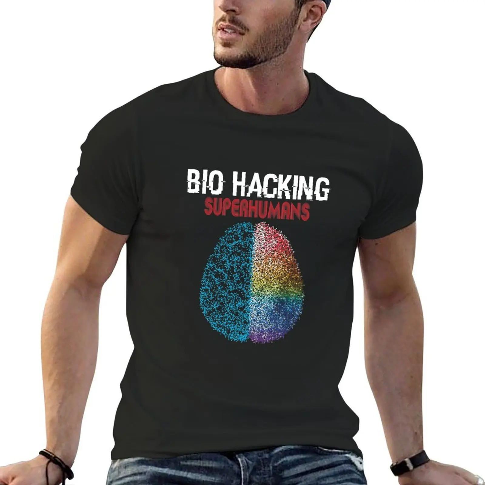 Biohacker Superhuman Biohacking product T-shirt Blouse Aesthetic clothing mens tall t shirts