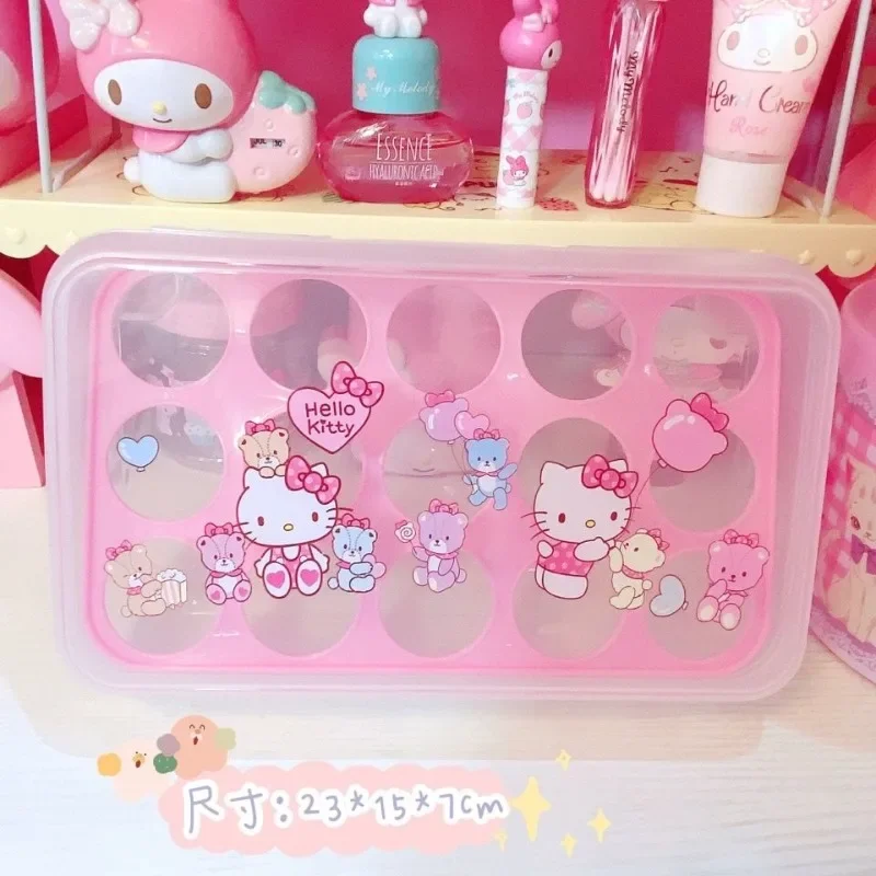 Hello Kitty Anime Kawaii Sanrio Ins Fashion Storage Egg Box Covered Cute Cartoon Plastic Sealed Egg Efrigerator Case Gifts