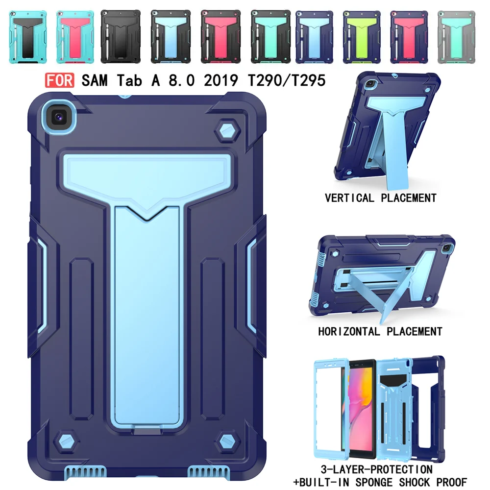 

Case for Samsung Galaxy Tab A 8-inch 2019 SM-T290 T295 T297 Heavy Duty Shockproof Protective Tablet Cover for with Kickstand