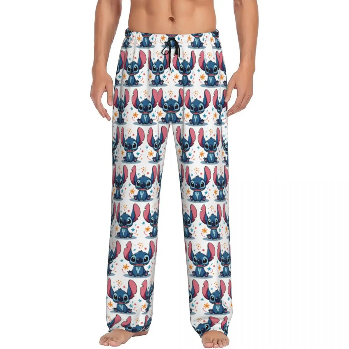 

Custom Stitch TV Cartoon Animation Pajama Pants Sleepwear for Men Elastic Waistband Sleep Lounge Bottoms with Pockets