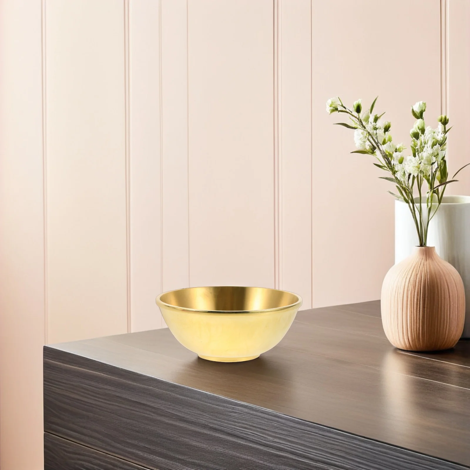 

10Cm Gold Brass Offering Tibetan Holy Water Meditation Decoration Serving Tea Cup Ritual Use Metal Prayer Bowl