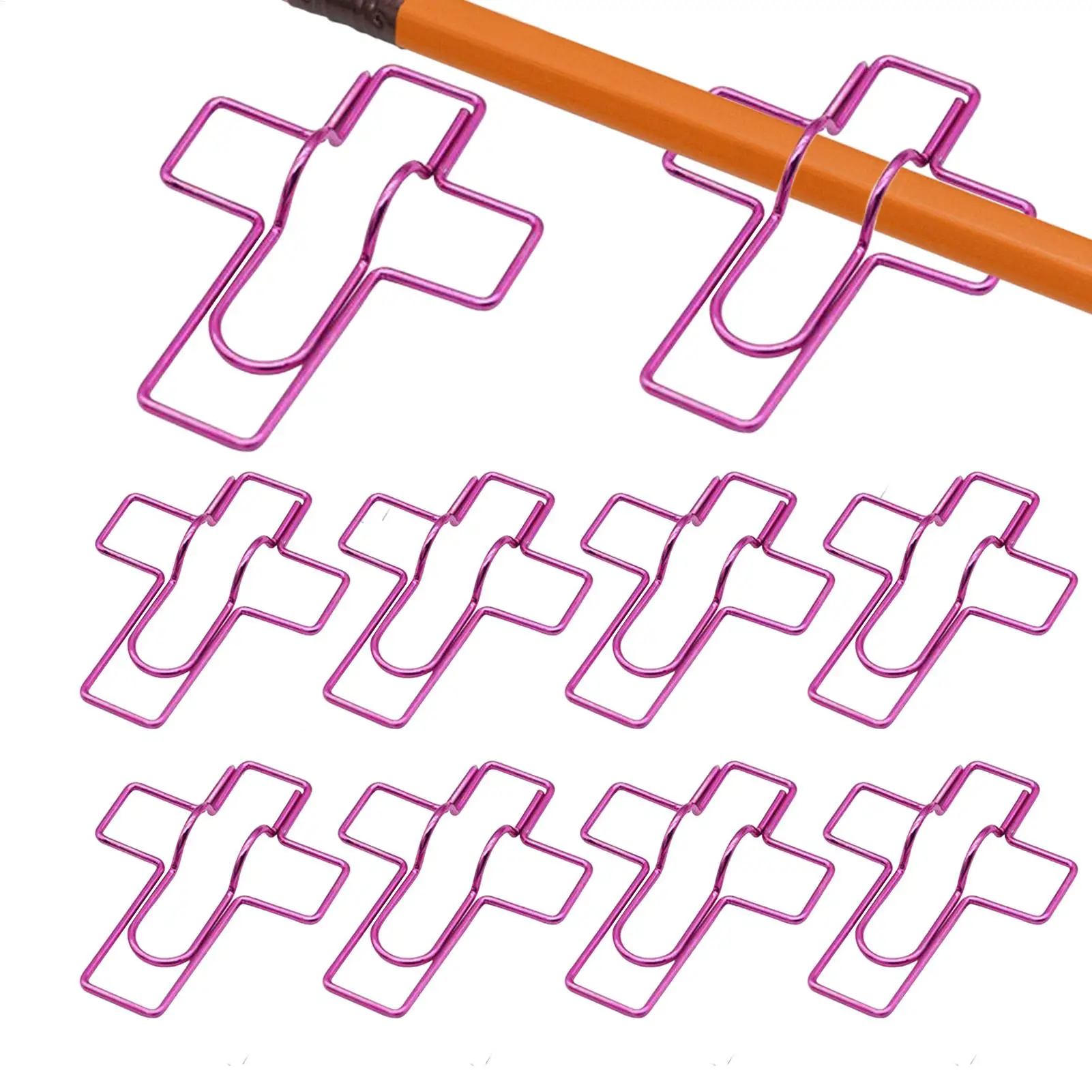

10pcs Cross Metal Pen Clip Notebook Pencil Storage Clip Journal Pencil Clips Pen Organizer Reusable Storage Stationery
