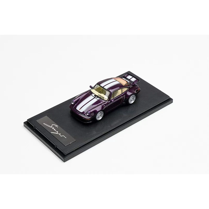 Rhino Aircooled In Stock 1:64 Singer Turbo Study 930 Pearl Purple Openable Hood Diecast Diorama Car Model Collection Toys