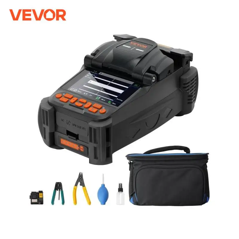 

VEVOR Fiber Fusion Splicer 6 Motors with 4" Digital LCD Screen Image Storage 3 in 1 Auto Focus Optical Fiber Holder Cleaver Kit