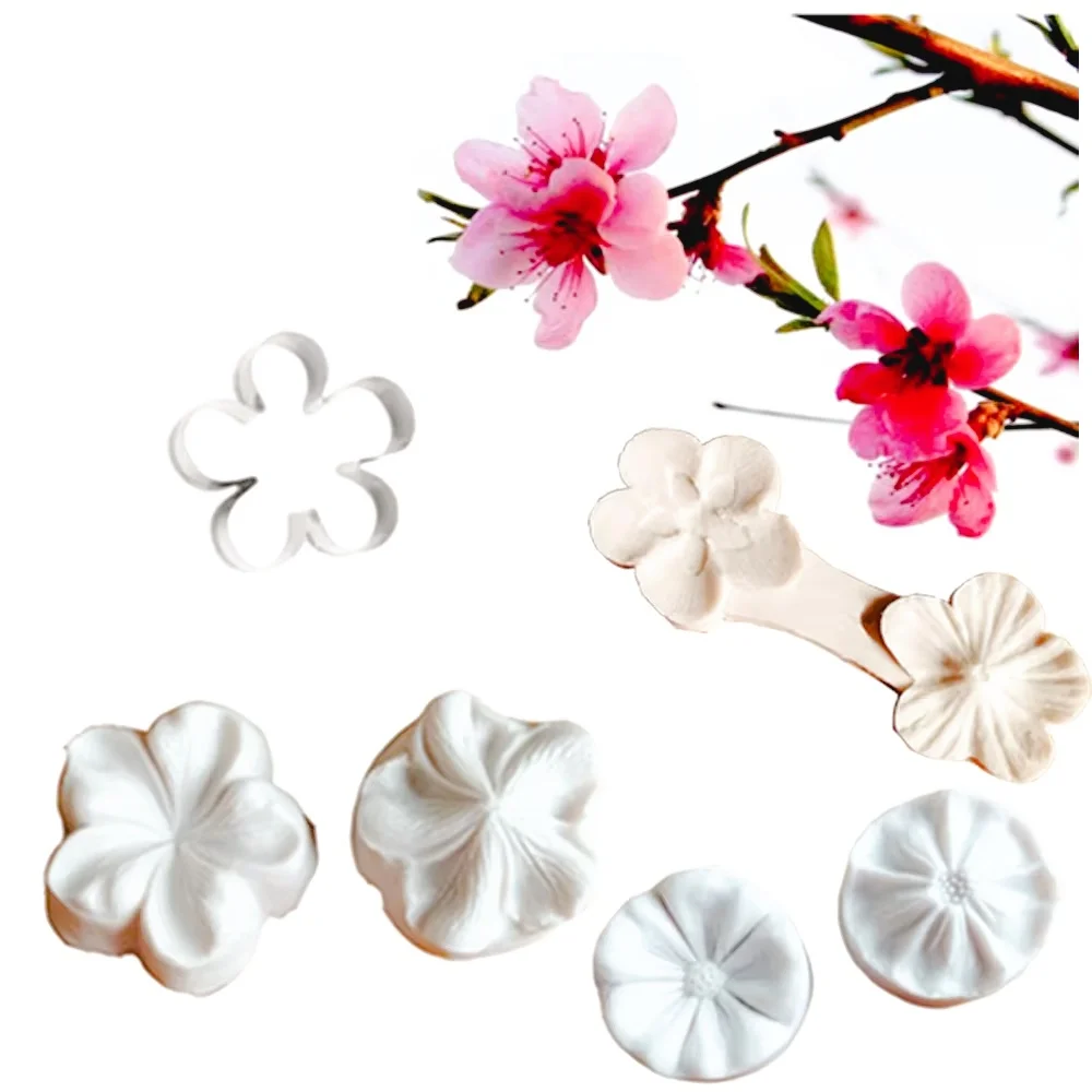 Plum & Cherry Peach Blossom Petal Veiners Silicone Mold Fondant Mould Cake Decorating Tools Chocolate Gumpaste,Sugar Forms CS278