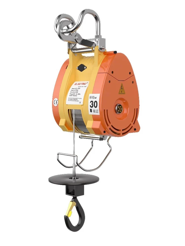 220V/1300W Household Portable Suspended Small Hoist Hoist Ultra High Efficiency Cable Winch Mini Electric Hoist Crane