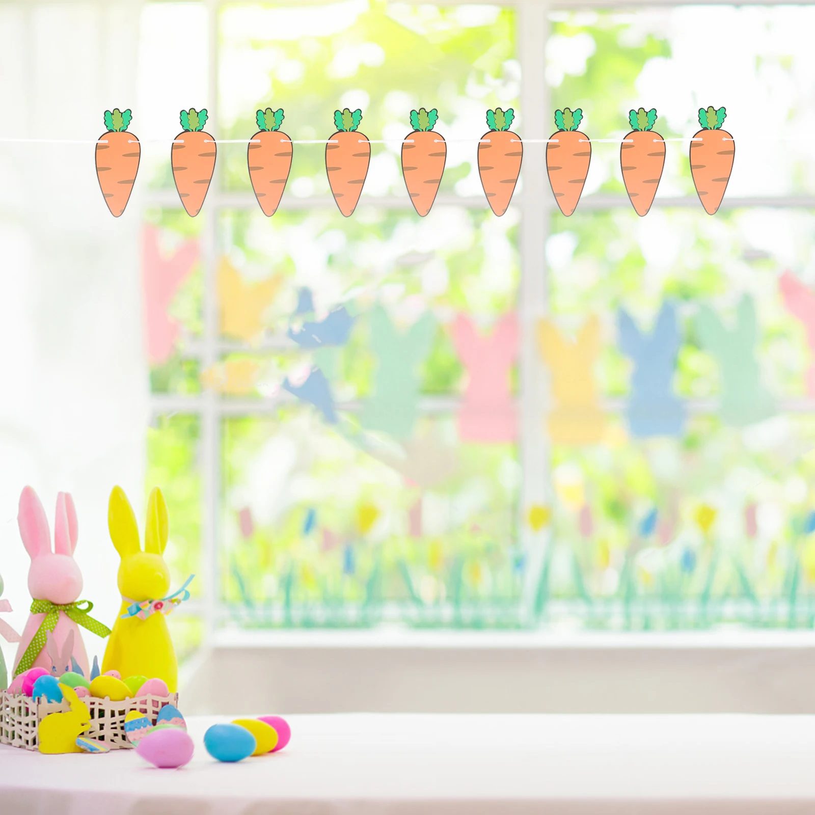 

Easter Carrot Banner Decorative Hanging Paper Flag Photo Props Setting Festive Supplies Party DIYDecoration