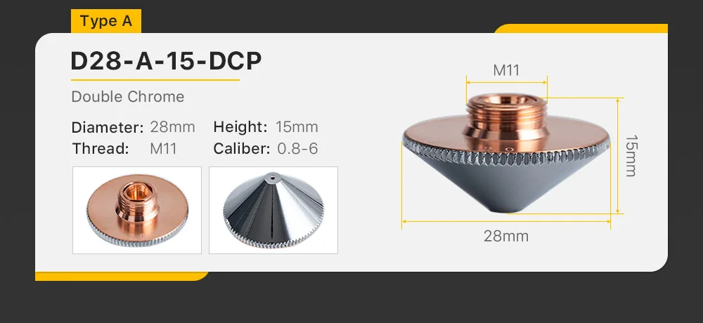 10 teile/satz D28 Laser Düse Einzelne Doppel Verchromte Schichten Kaliber 0,8-6,0mm für Precitec WSX Faser schneiden Kopf – Detail 5