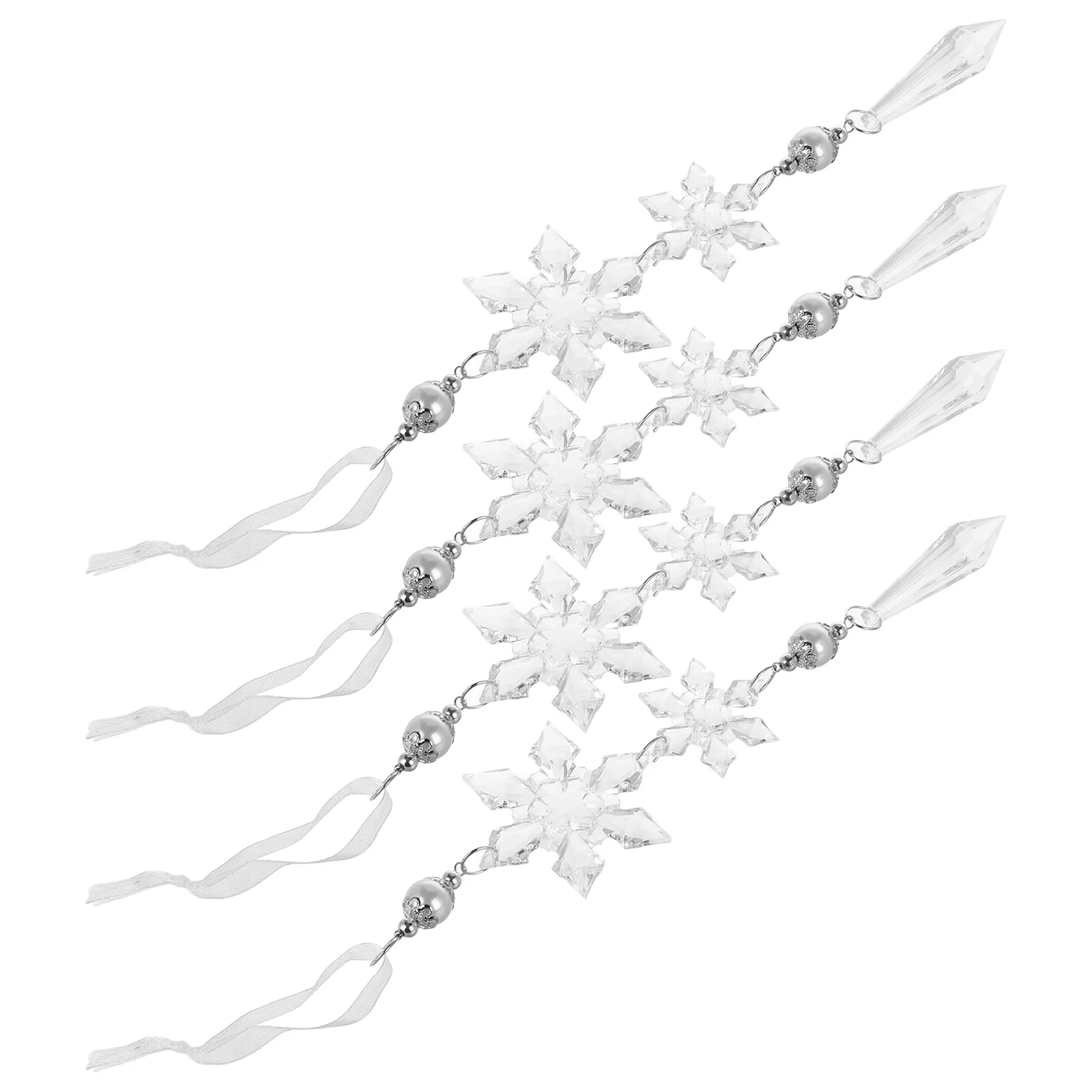 

4Pcs Christmas Snowflake Decor Elegant Acrylic Crystal Snowflake Drop for Christmas Tree Winter Home Office Holiday Decor