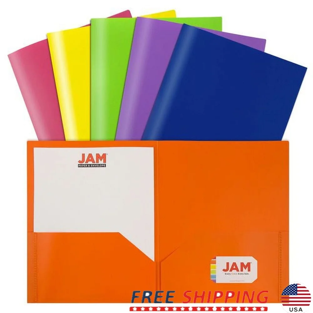 

Heavy Duty Plastic Folders Assorted Colors 6 Pack Tear Resistant Water Resistant Business Card Slots Ideal Office School Home