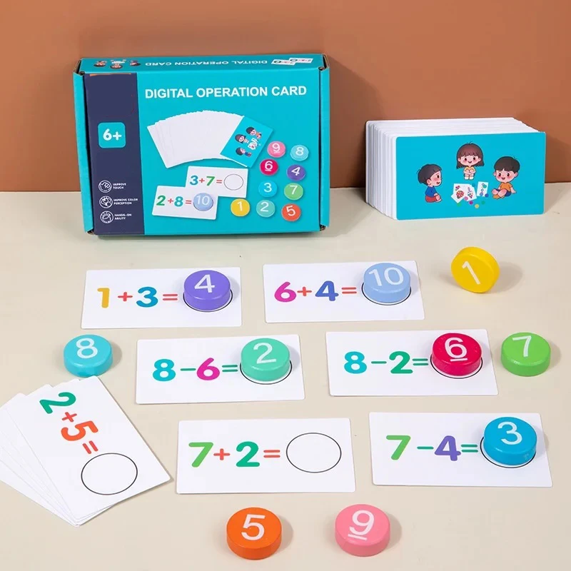 Bambini giocattoli matematici Montessori giochi di corrispondenza della carta aritmetica addizione sottrazione Parish Early Educational Counting Toys for Kid