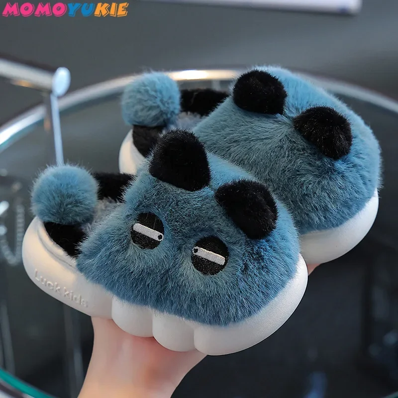 2023 Winter New Style Cute Children's Cartoon Slippers Comfortable Warm Cotton Shoes Boys Girls Indoor Home Fluffy Slippers