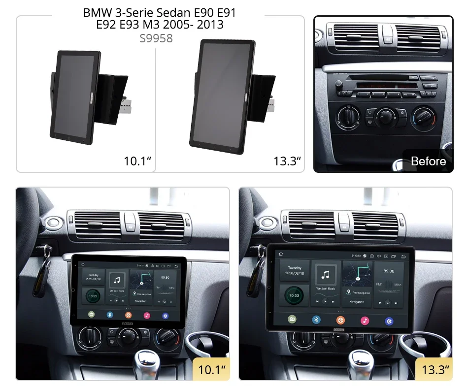 Tesla style PX6 DSP Android 10 Car DVD Player Auto Rotatable Navigation GPS For BMW 3-Series Sedan E90 E91 E92 E93 M3 2005-2013