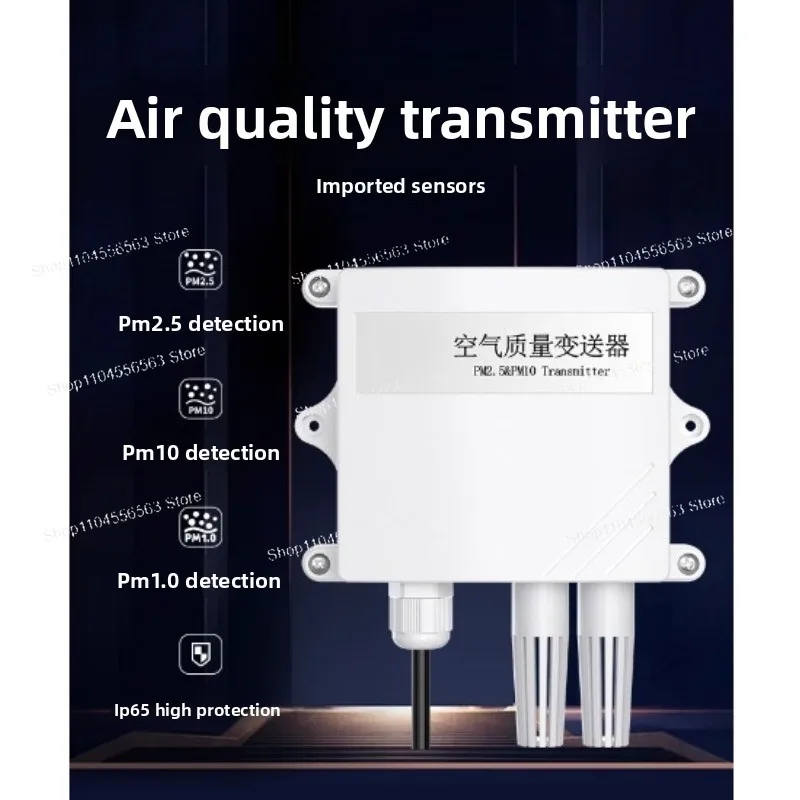 

Передатчик датчика качества воздуха PM2.5/PM10 — 0–1000 мкг/м3 с 0–10 В/4–20 мА/RS485 Modbus (10–30 В)