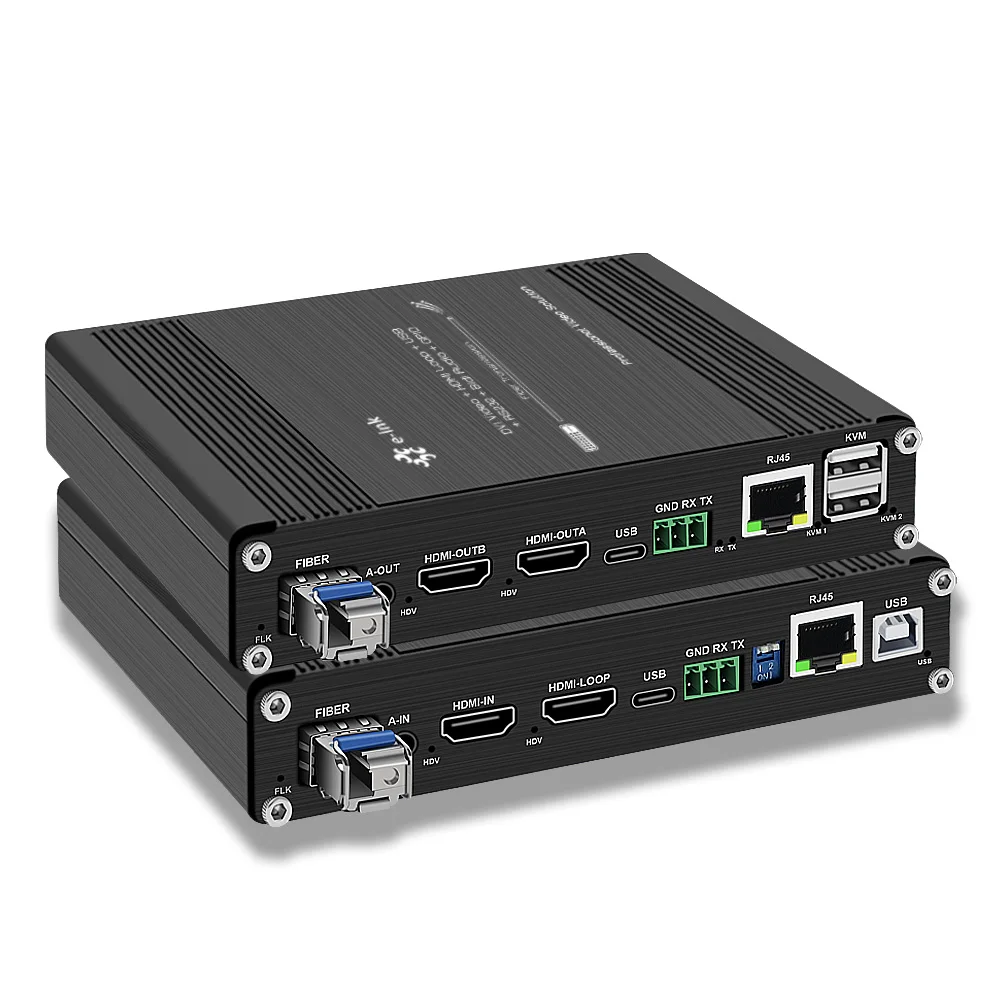 4K@60Hz HDMI KVM Fiber Extender, with Audio, RS232/RS485, 10/100M TCP-IP & Bi-Directional IR — SFP Included SMF Up to 20km