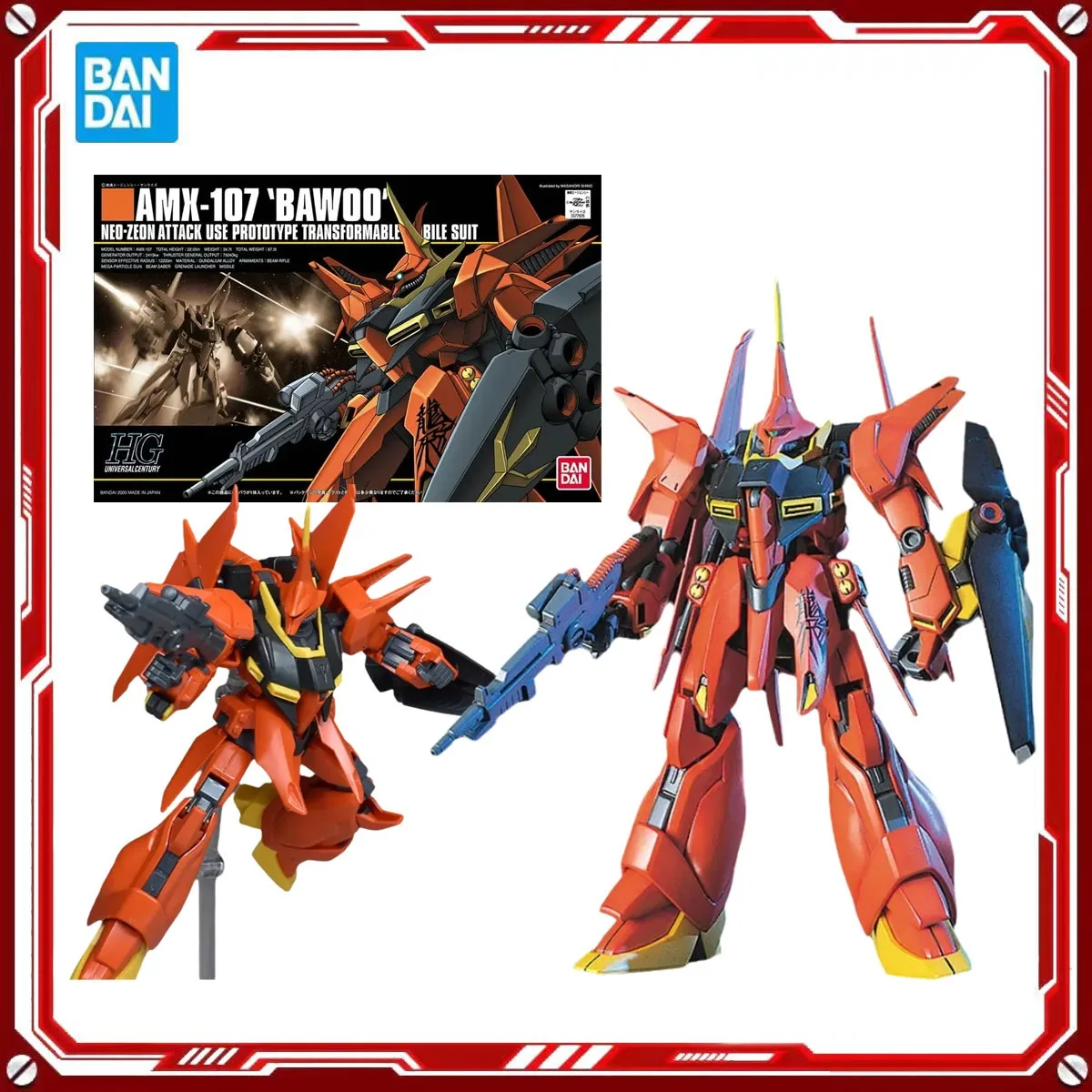 

Bandai Genuine Gundam Anime Model Kits AMX-107 BAWOO NEO-ZEON Toys HG Action Figure Assembly Model Gift Kids Christmas present